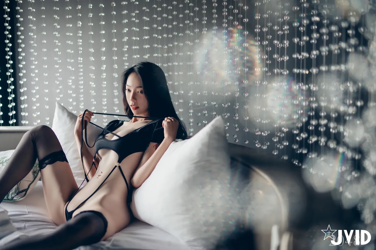JVID精品 韩国女神飄飄 黑 超猛激凸遮不住 白 透透睡衣 不管怎樣的飄飄都好正啊!! Vol.01 11