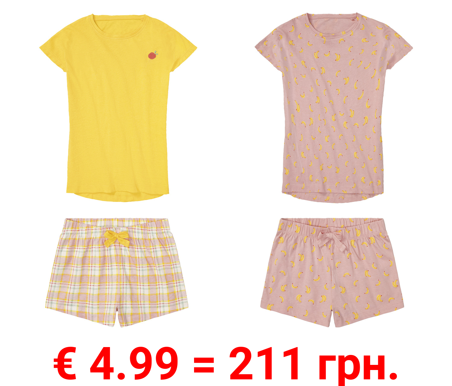pepperts!® Kinder Mädchen Pyjama aus reiner Bio-Baumwolle