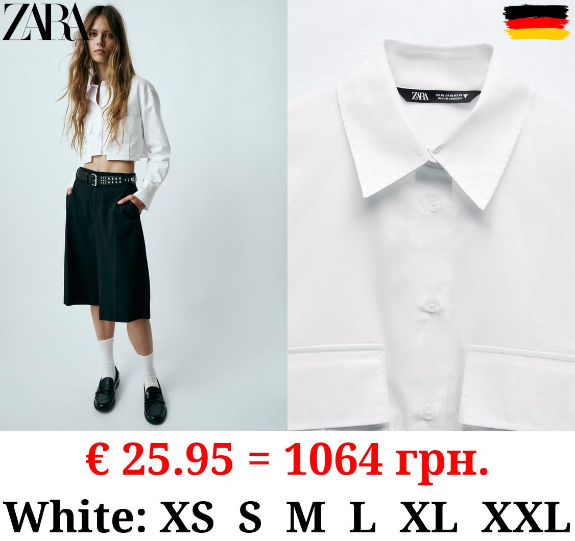 GABARDINE FABRIC CROPPED SHIRT