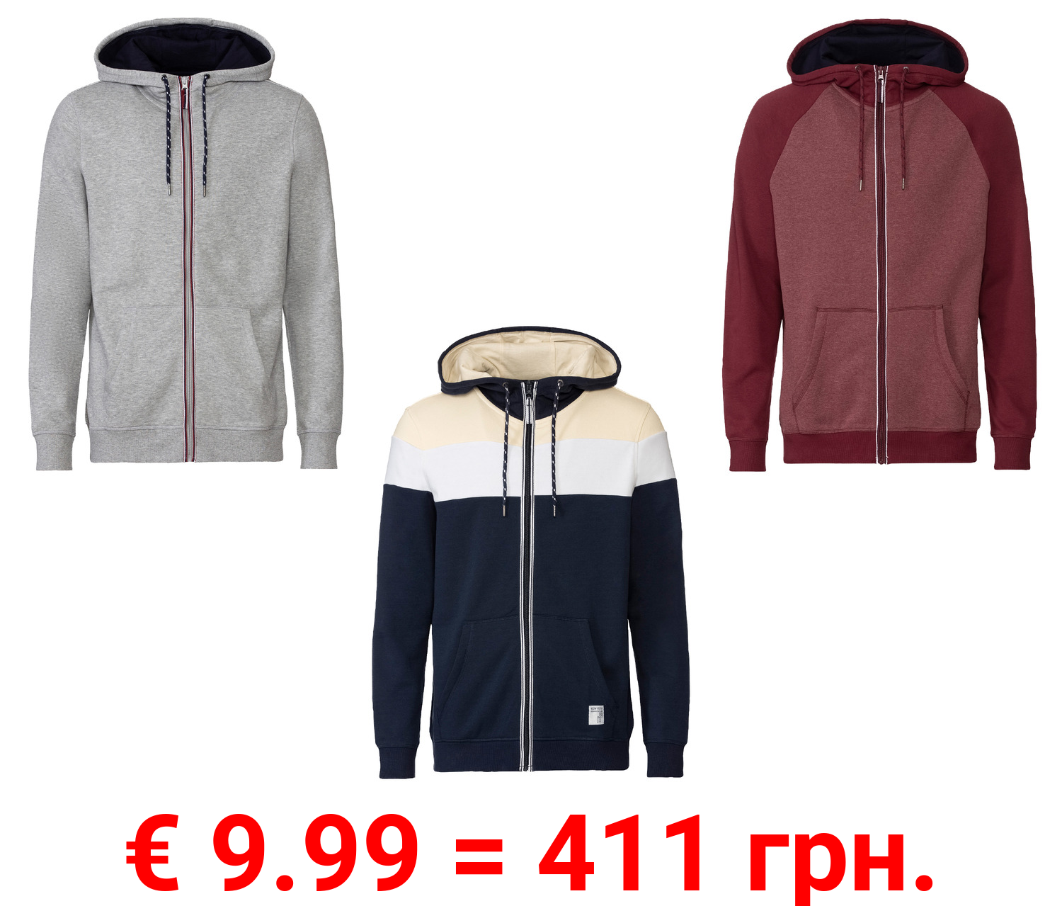 LIVERGY® Herren Sweatjacke mit Baumwolle