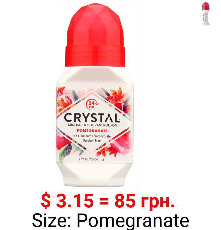 Crystal Mineral Deodorant Roll-On - Pomegranate 2.25 fl oz Liquid.