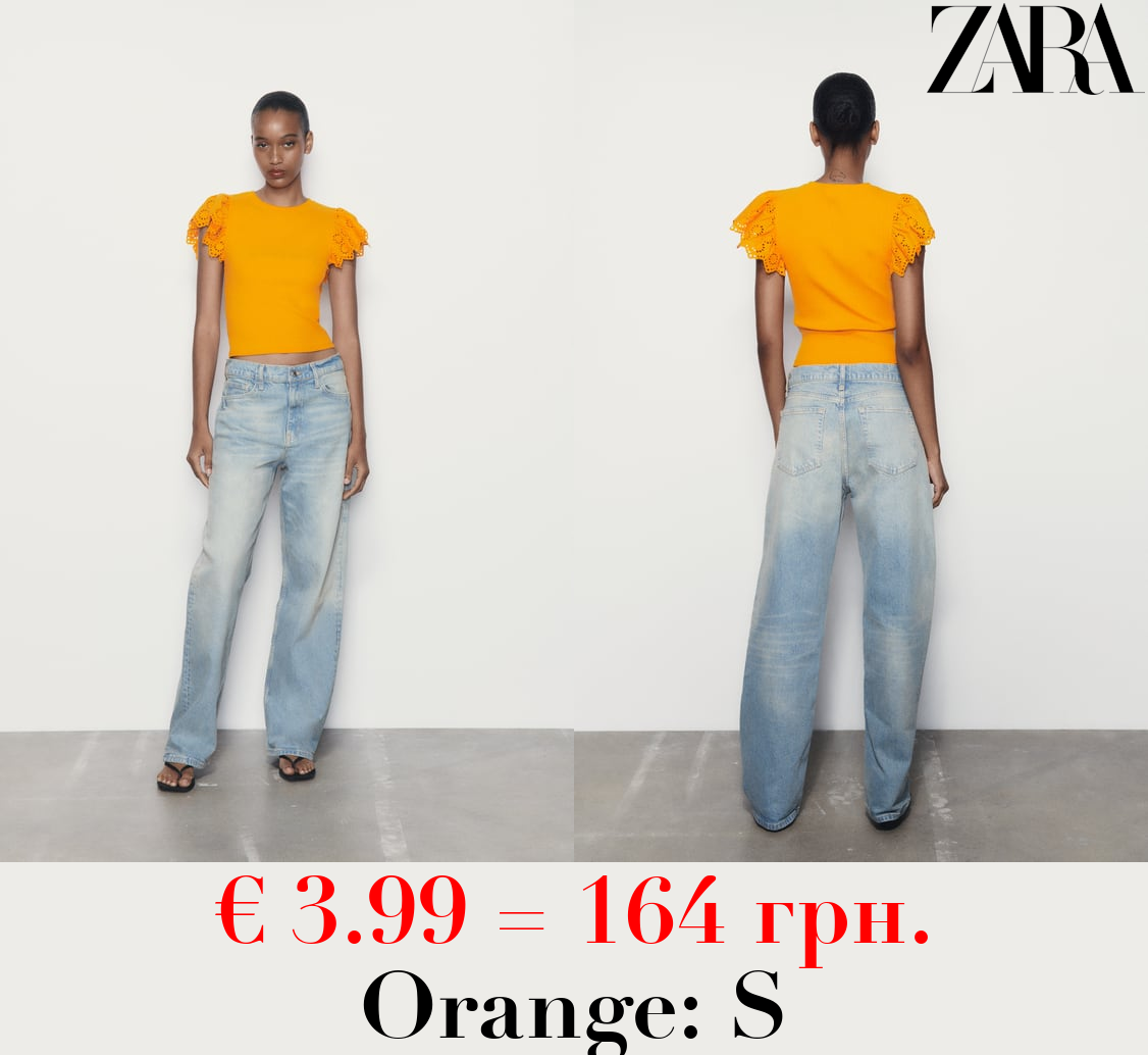 RIBBED TOP WITH CROCHET RUFFLE DETAILS