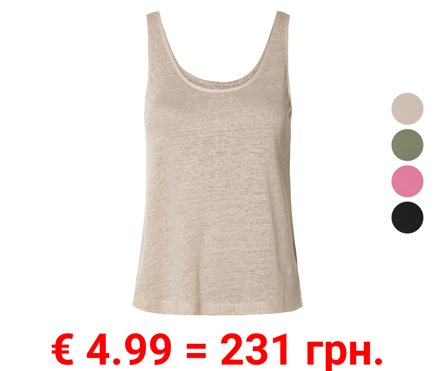 esmara® Damen Leinen-Top, mit Seitenschlitzen