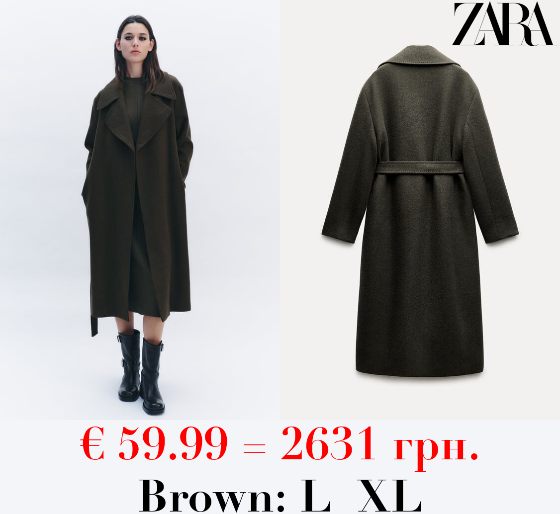 ZW COLLECTION WOOL BLEND COAT WITH BELT
