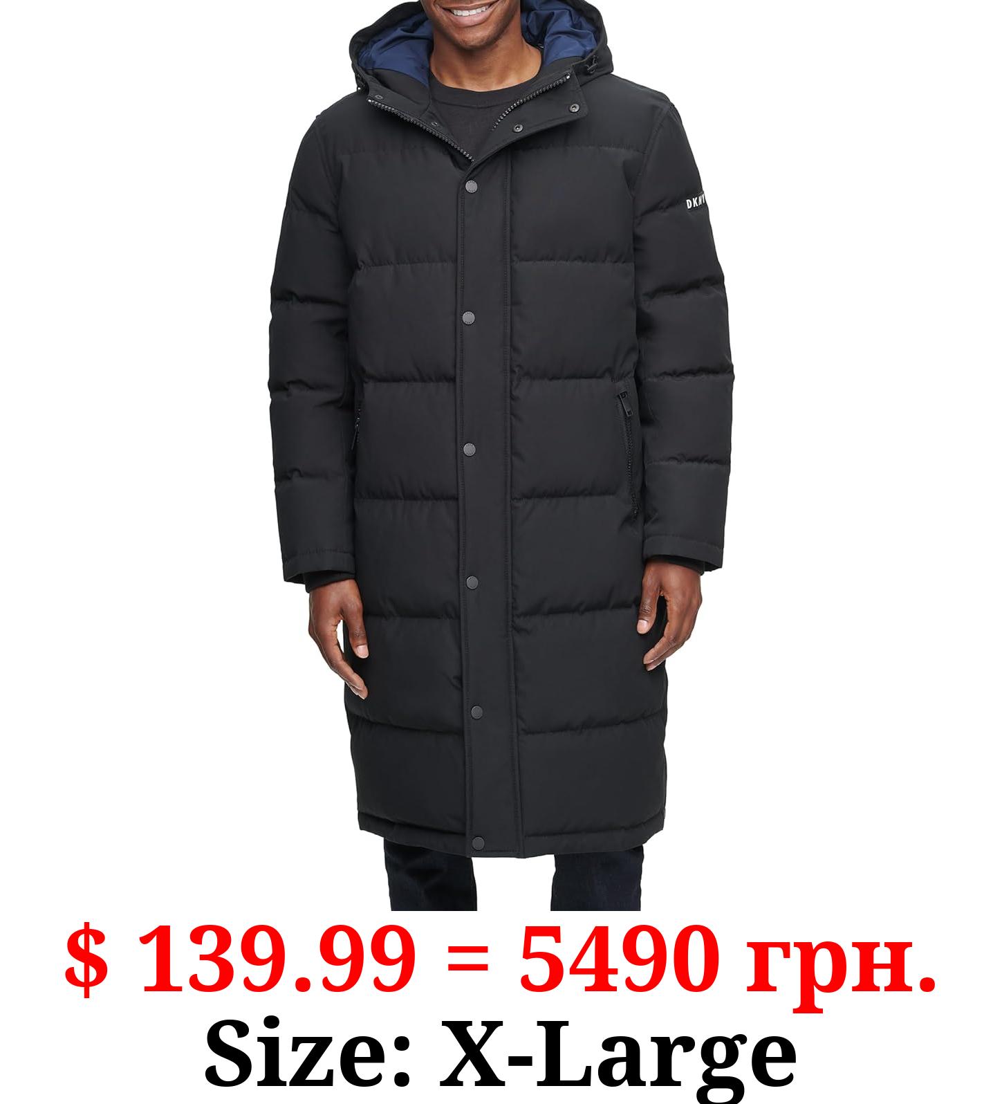 DKNY Men's Arctic Cloth Hooded Extra Long Parka Jacket