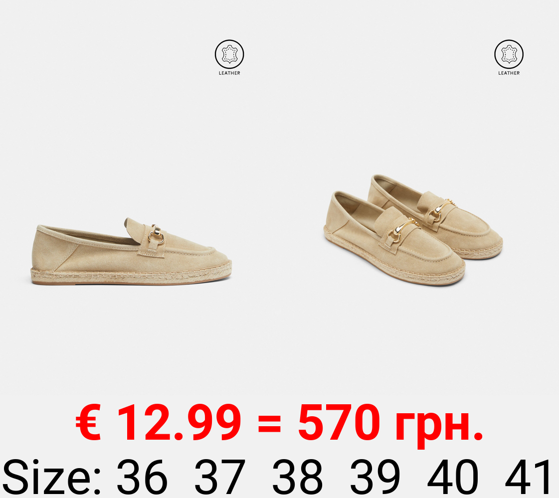 Leather espadrilles with buckle