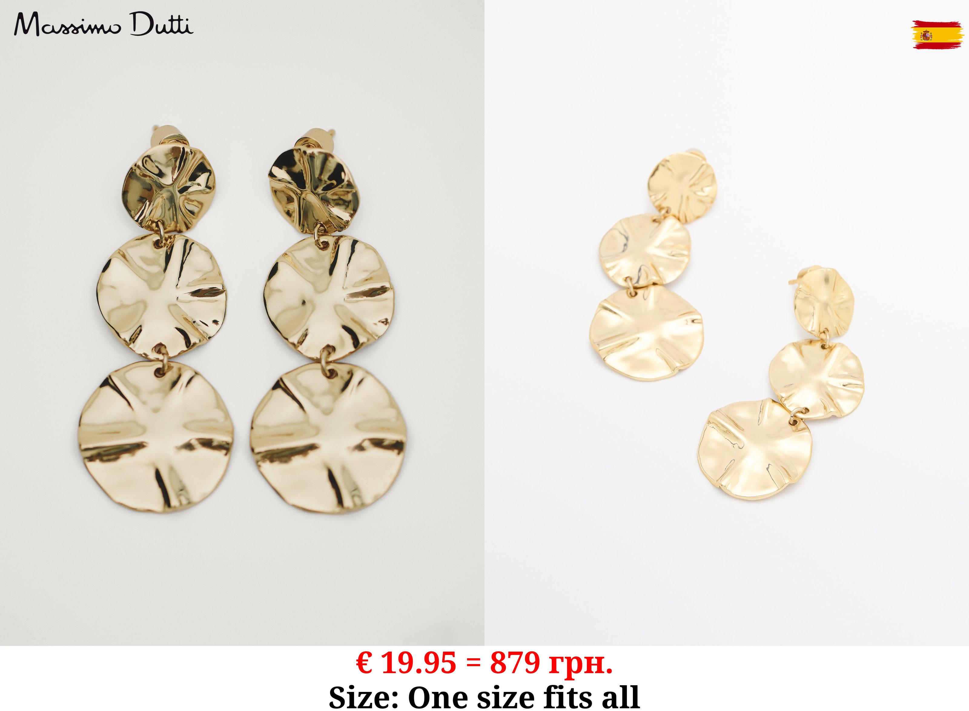 Climber earrings with textured detail GOLDEN