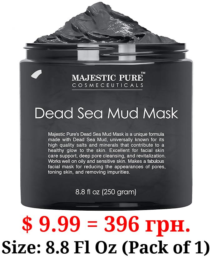 MAJESTIC PURE Dead Sea Mud Mask for Face and Body - Natural Skin Care for Women and Men - Best Facial Cleansing Clay for Blackhead, Whitehead, Acne and Pores - 8.8 fl. Oz