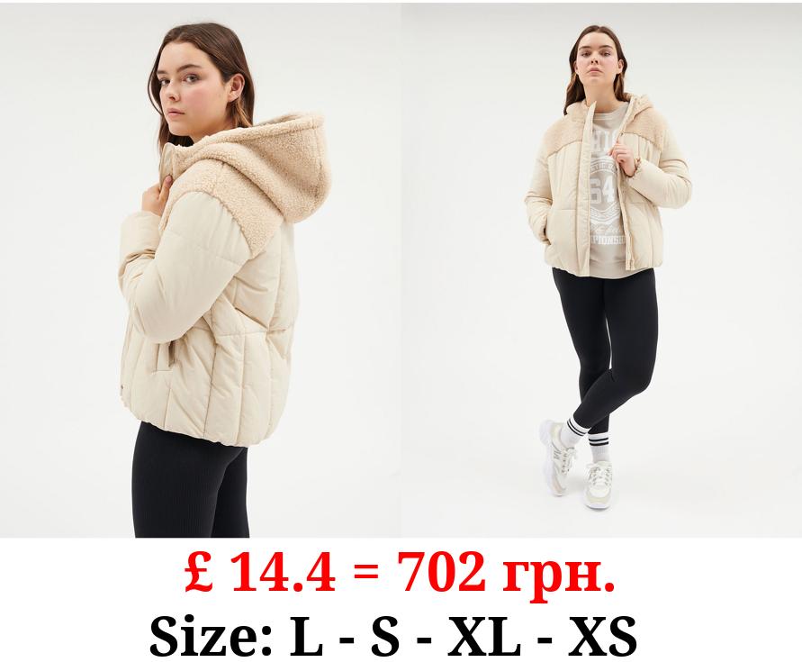 Cream Borg Padded Coat