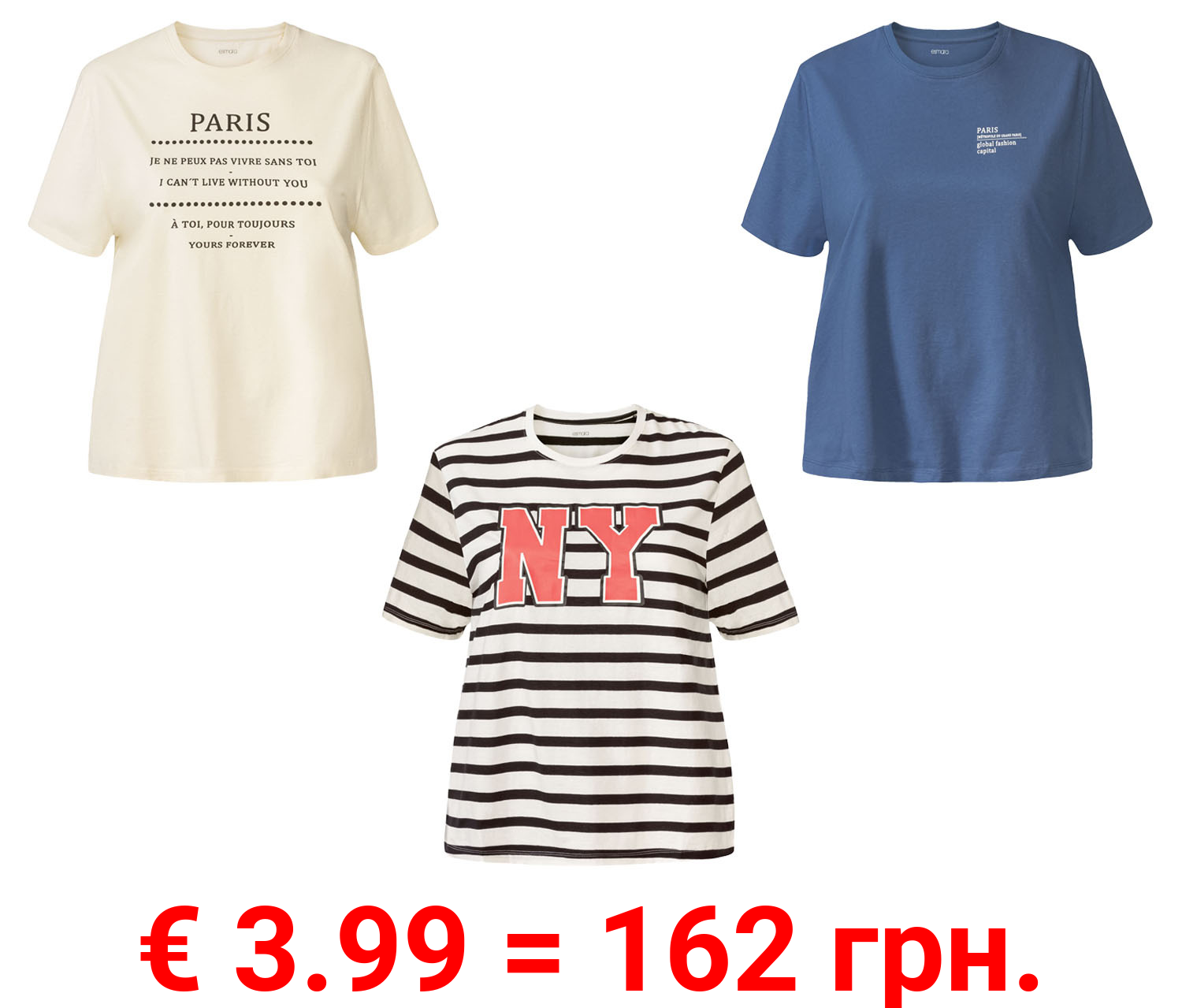 esmara® Damen T-Shirt, aus reiner Baumwolle