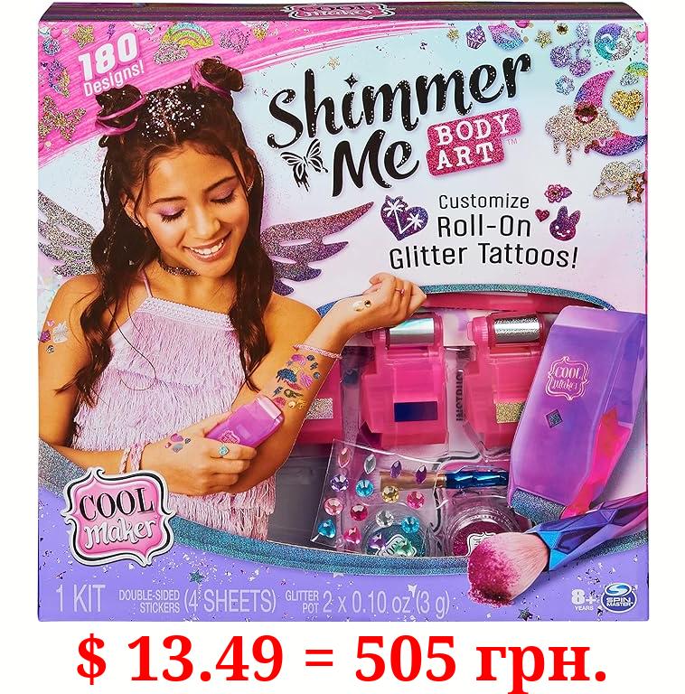 Cool Maker, Shimmer Me Body Art with Roller, 4 Metallic Foils and 180 Designs, Temporary Tattoo Kids Toys for Ages 8 and up