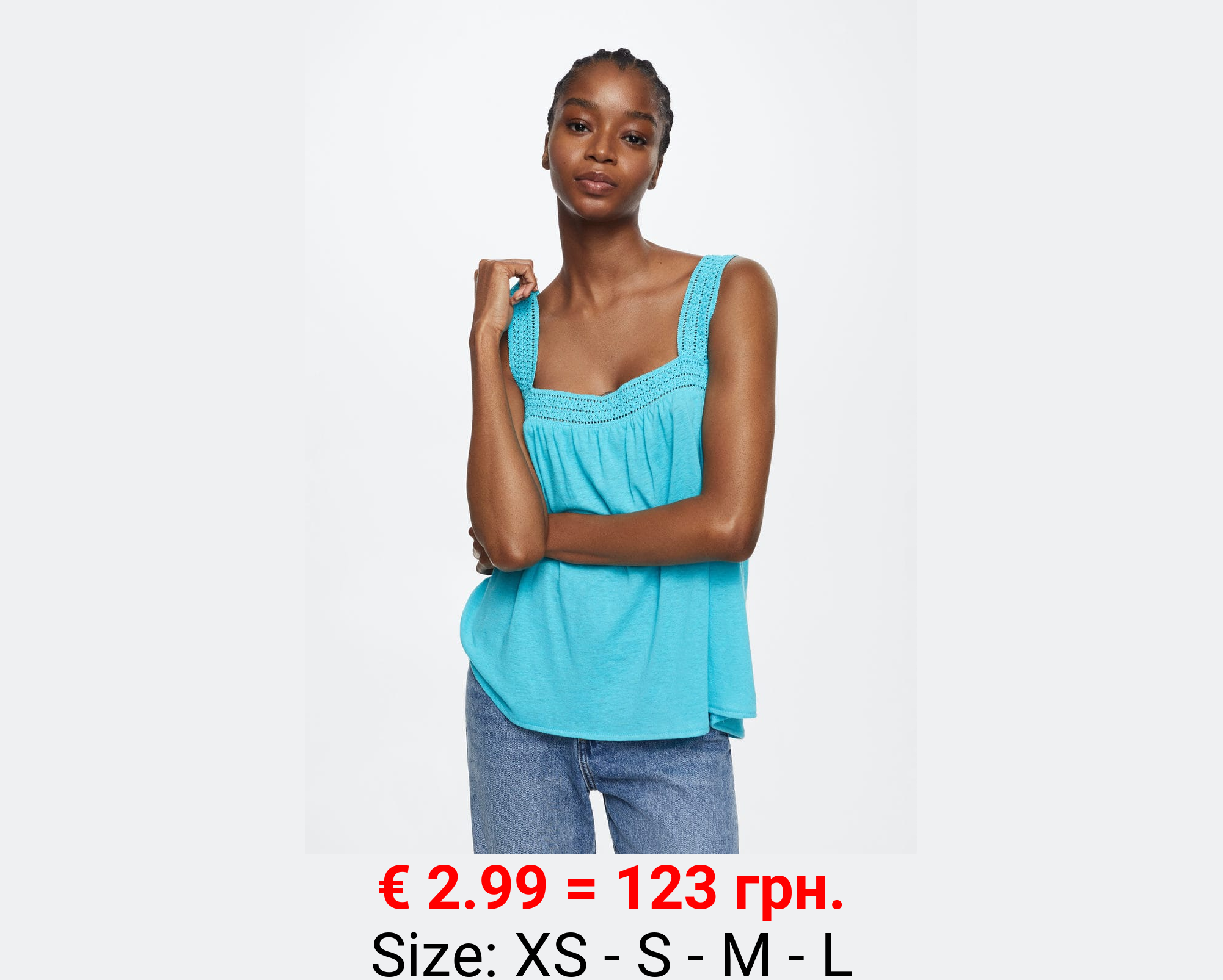 Top lino detalles calados