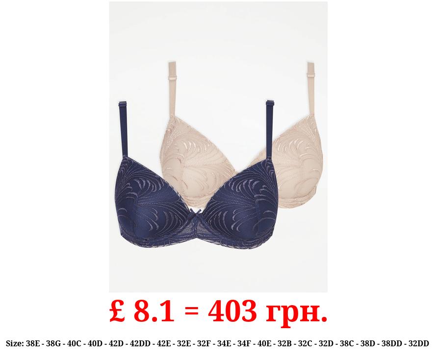 Embroidered T-Shirt Bras 2 Pack