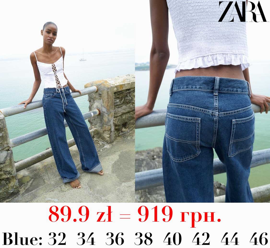 TRF HIGH-WAIST TURN-UP JEANS