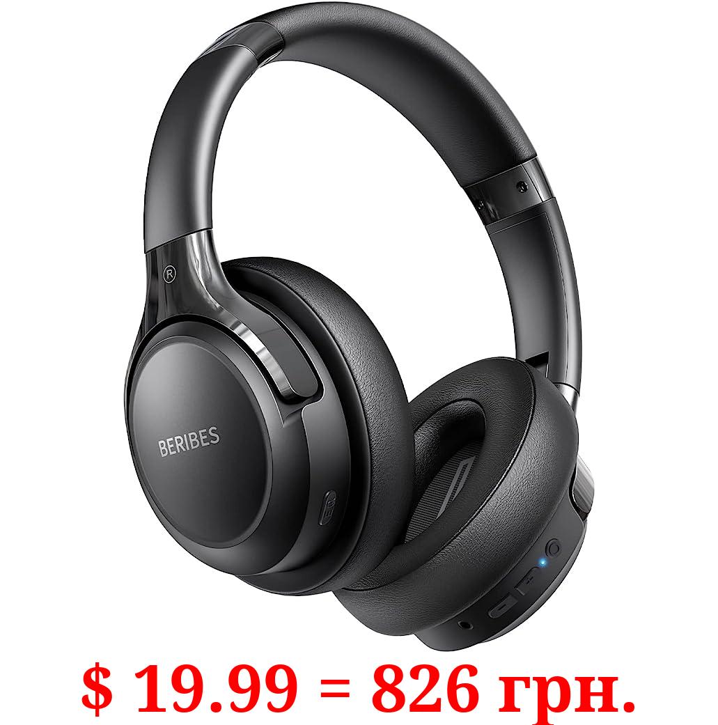 BERIBES Bluetooth Headphones Over Ear, 65H Playtime and 6 EQ Music Modes Wireless Headphones with Microphone, HiFi Stereo Foldable Lightweight Headset, Deep Bass for Home Office Cellphone PC Ect.
