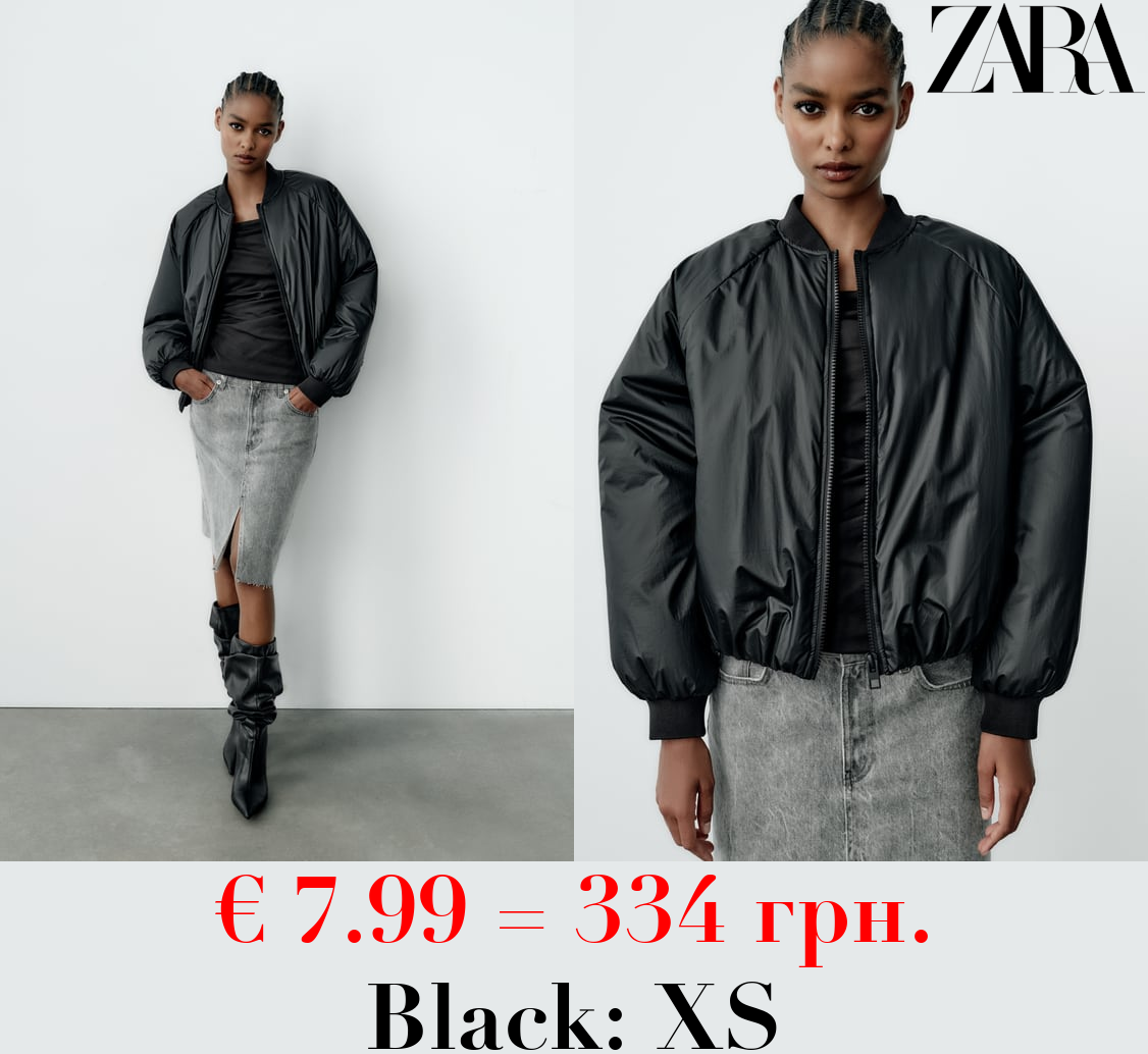 COATED OVERSIZE PADDED BOMBER JACKET