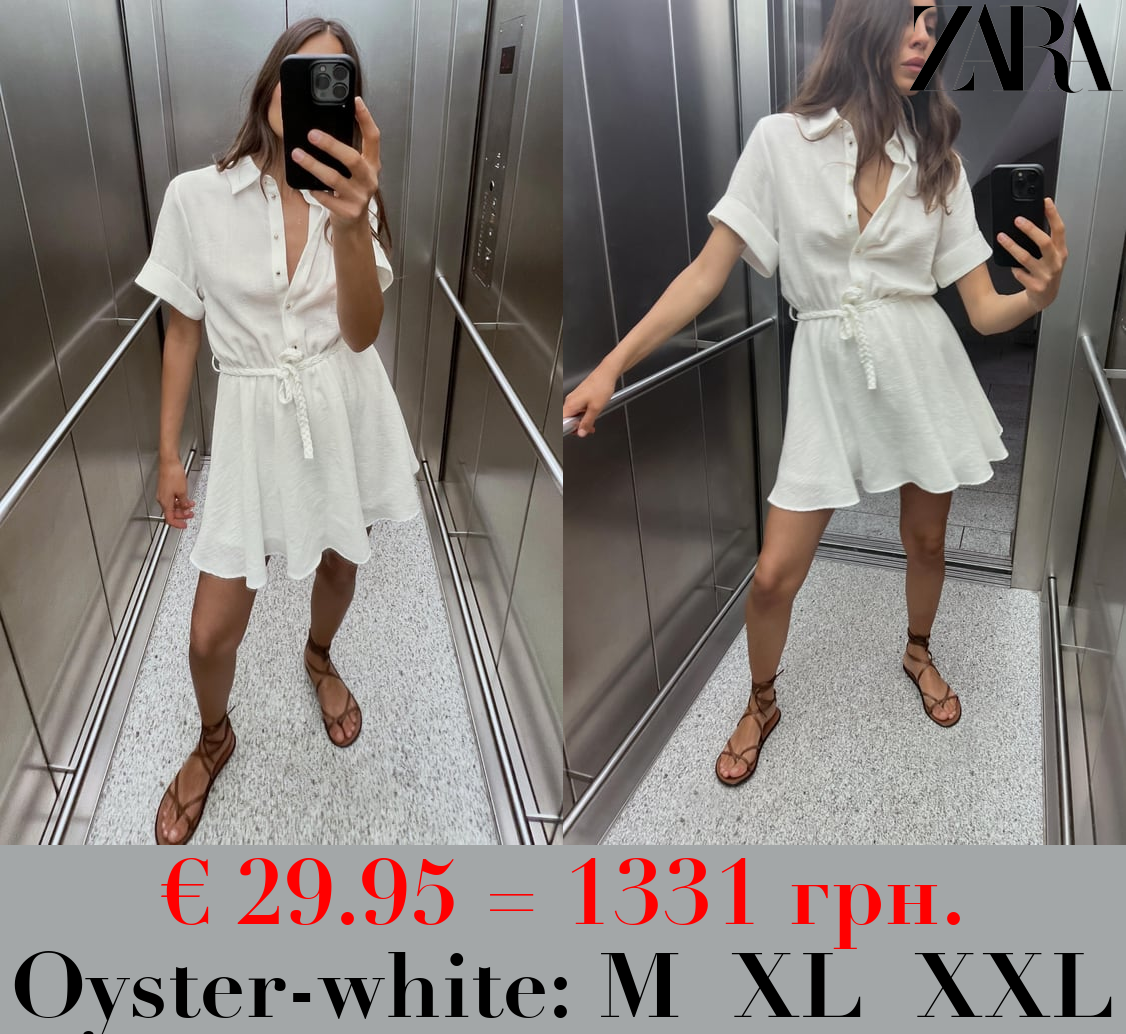 SHIRT DRESS WITH BRAIDED BELT