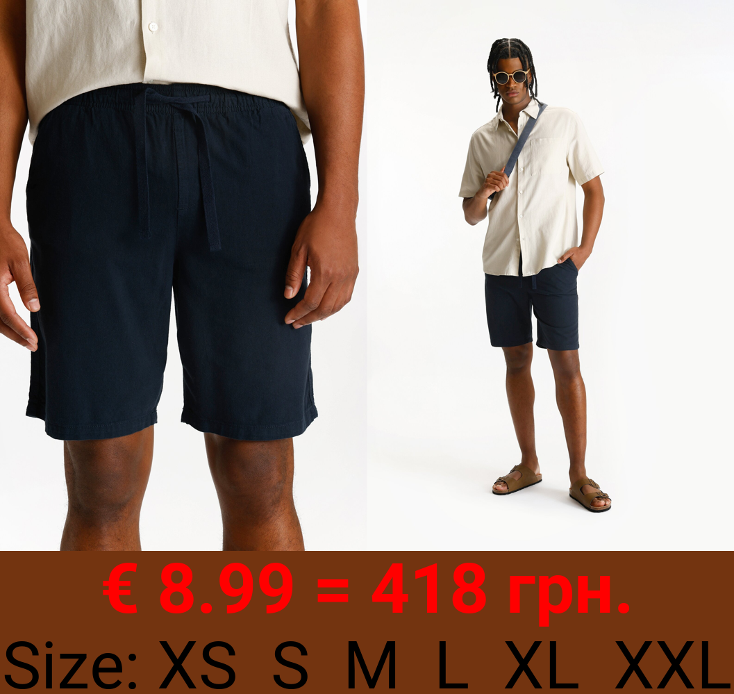 Cotton-linen jogger Bermuda shorts