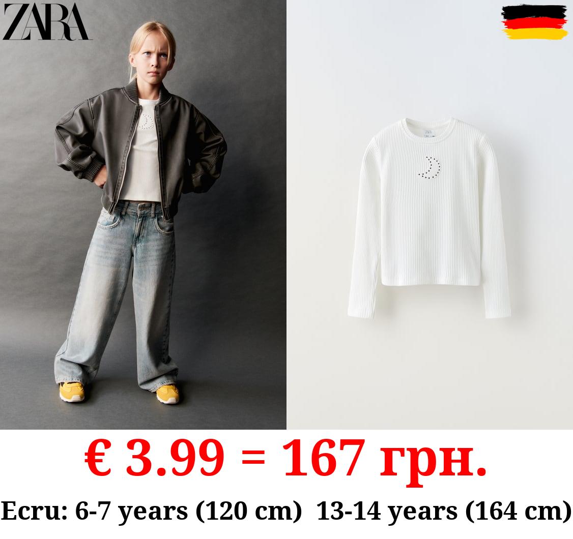 RIBBED T-SHIRT WITH STUDS