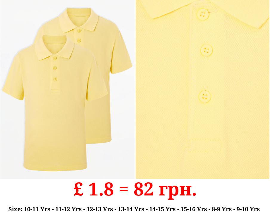 Yellow Slim Fit School Polo Shirt 2 Pack