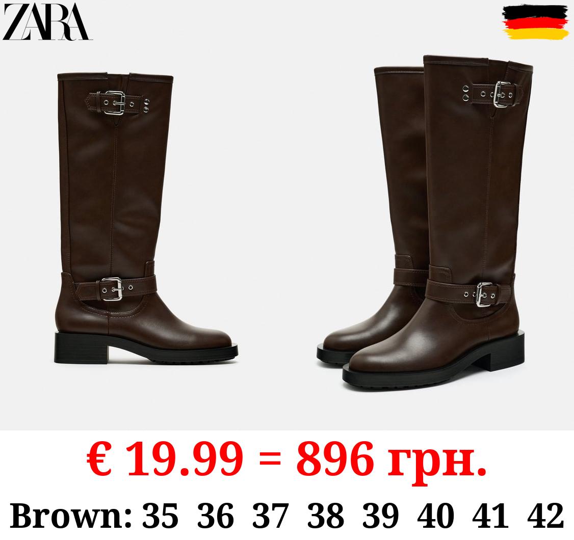 KNEE-HIGH BIKER BOOTS