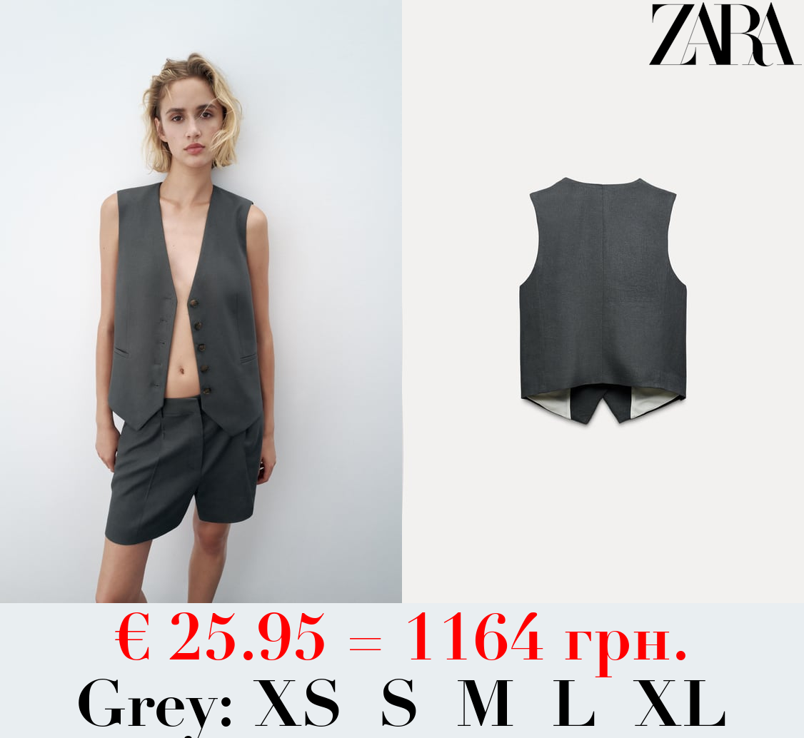 TAILORED LINEN BLEND WAISTCOAT