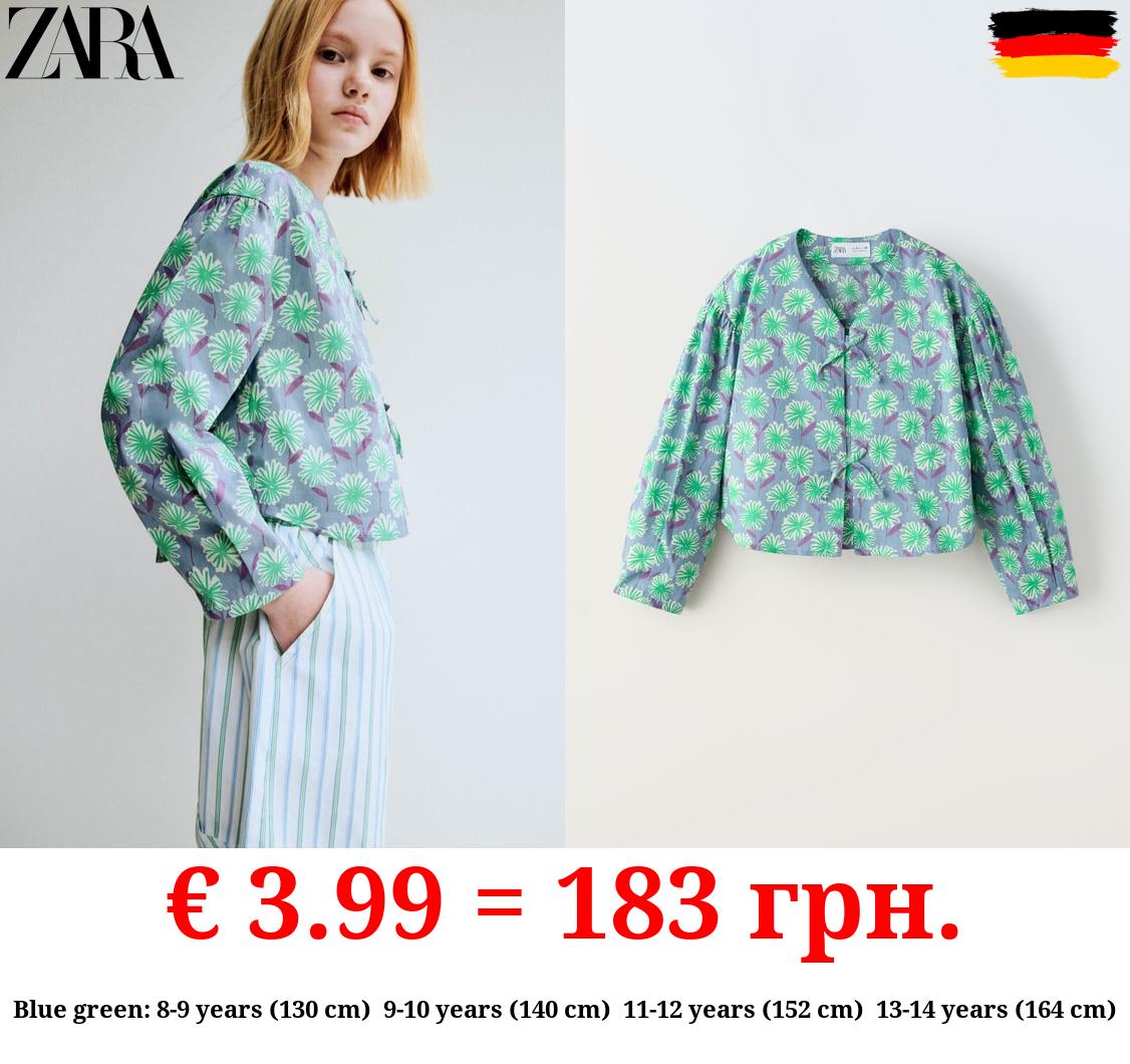 FLORAL BLOUSE WITH TIES