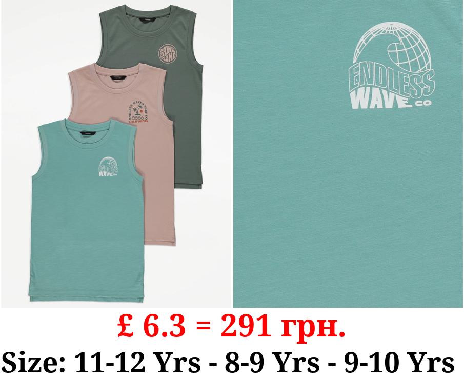 Endless Waves Slogan Vests 3 Pack