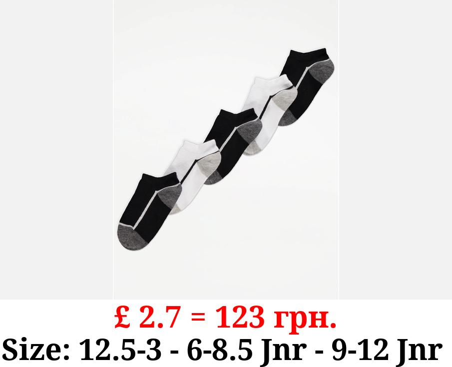 Black Colour Block Trainer Liner Socks 5 Pack