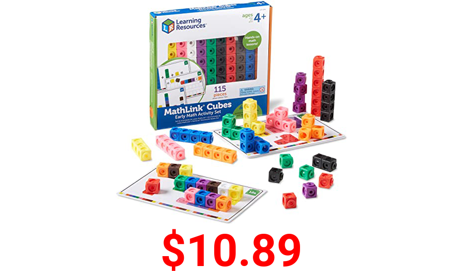 Learning Resources MathLink Cubes Early Math Activity Set - 115 Pieces, Ages 4+, Includes Math Activity Cards, Math Manipulatives Cubes for Kids, Math Games for Kindergarten