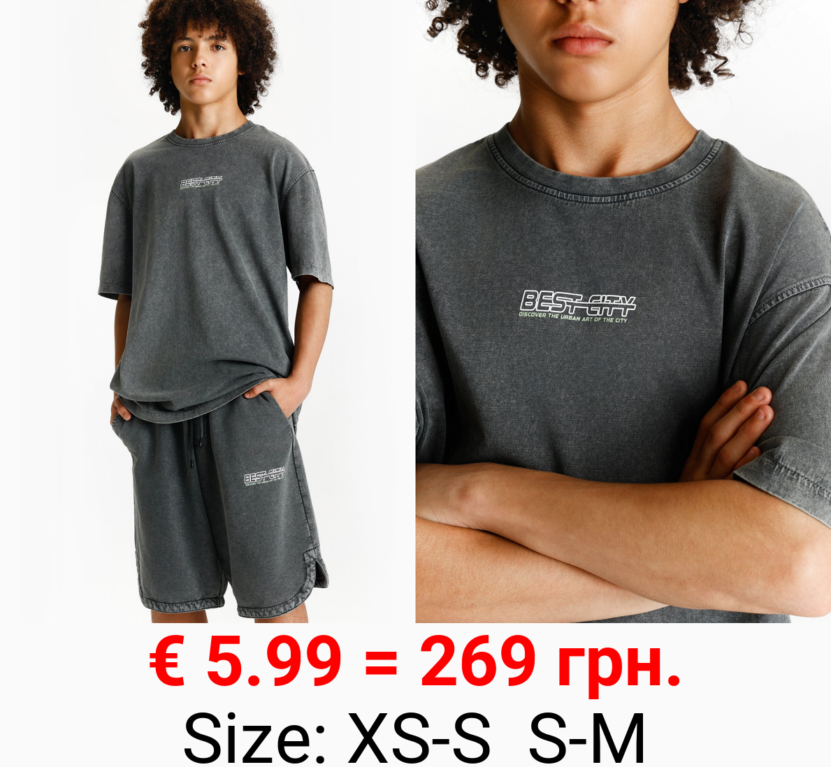 Faded effect printed T-shirt
