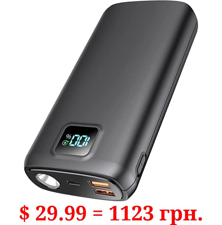 Portable-Charger-Power-Bank - 40000mAh Power Bank PD 30W and QC 4.0 Quick Charging Built-in Bright flashlight LED Display 2 USB 1Type-C Output for Most Electronic Devices on The Market(Carbon Black)