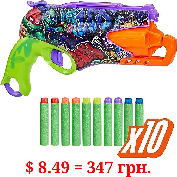 NERF Teenage Mutant Ninja Turtles Blaster, 10 Elite Darts, Toy Foam Blasters, Ages 8 and Up