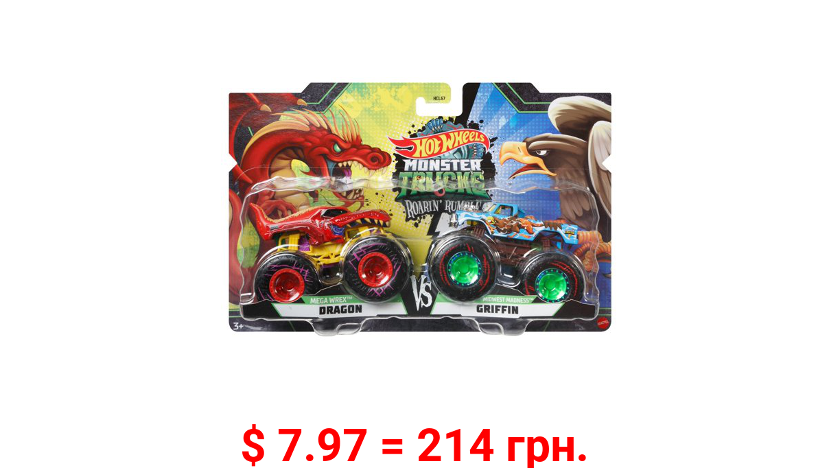 Hot Wheels Monster Trucks Roarin’ Rumble 2-Pack (Styles May Vary)