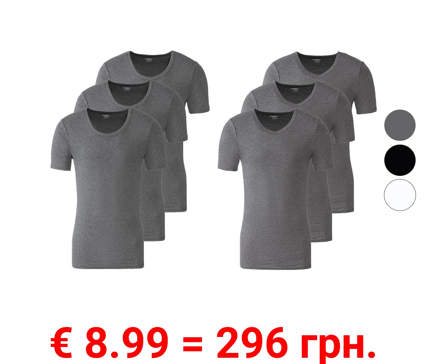 LIVERGY® Herren Unterhemd Feinripp, 3 Stück, mit Baumwolle