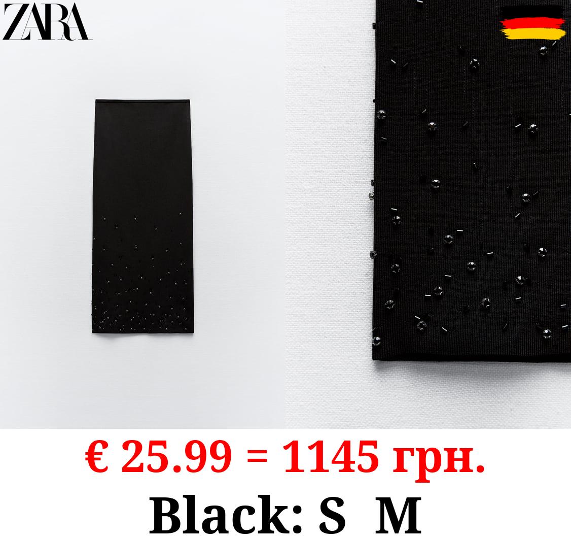 BEADED KNIT MIDI PENCIL SKIRT