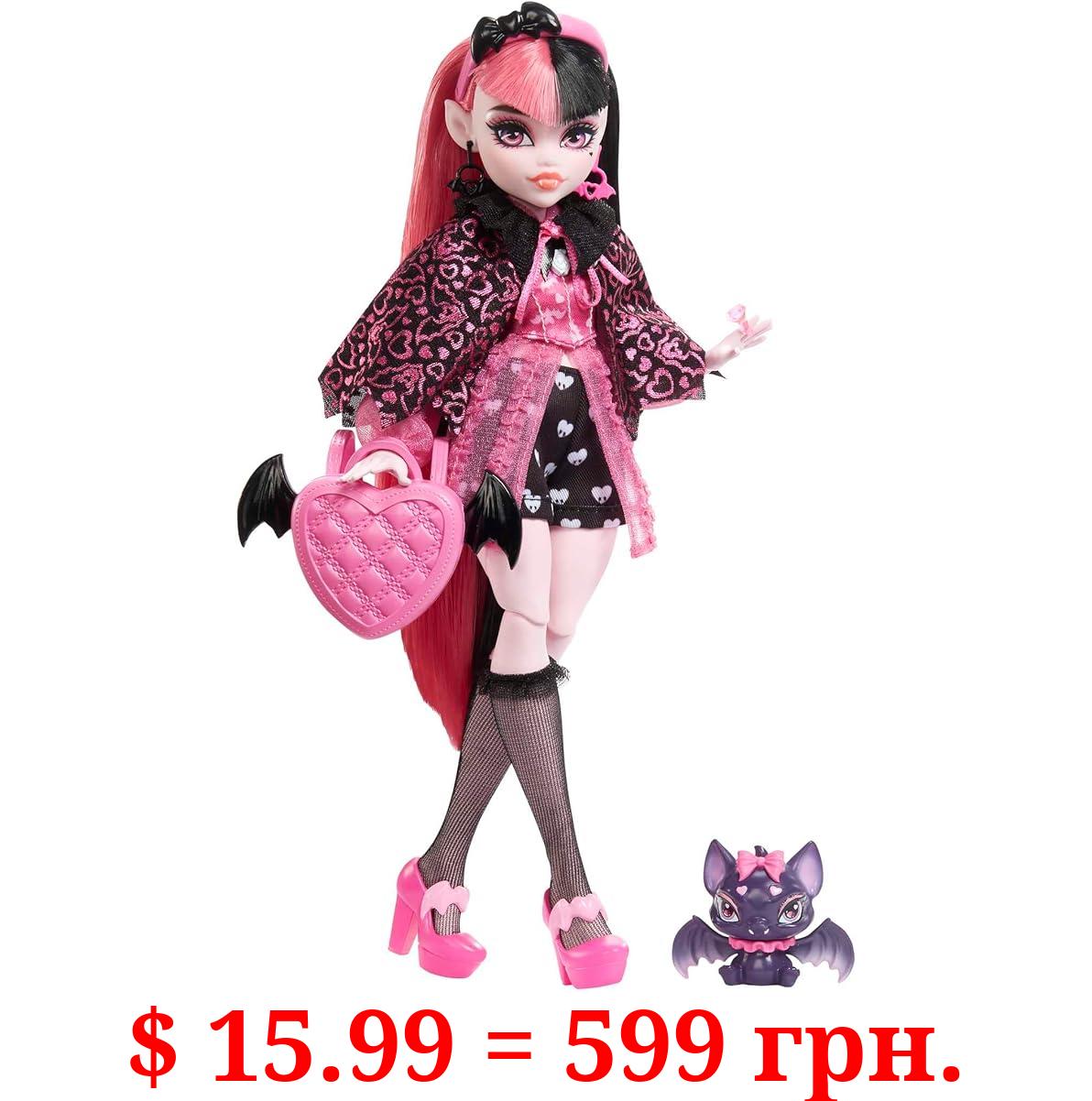 Monster High Draculaura Fashion Doll with Pink & Black Hair, Signature Look, Accessories & Pet Bat