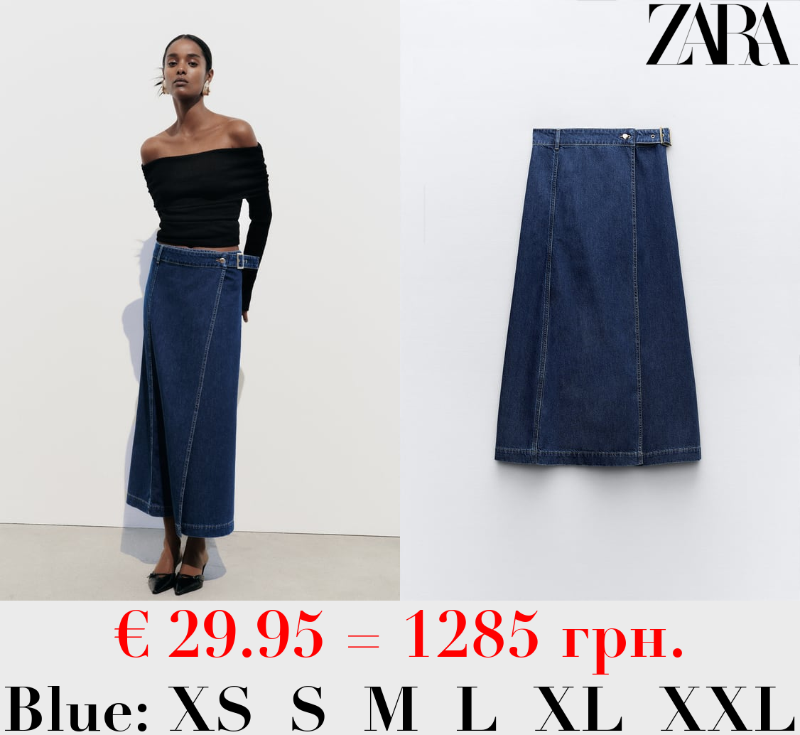 Z1975 DENIM MIDI SKIRT WITH SIDE BELT