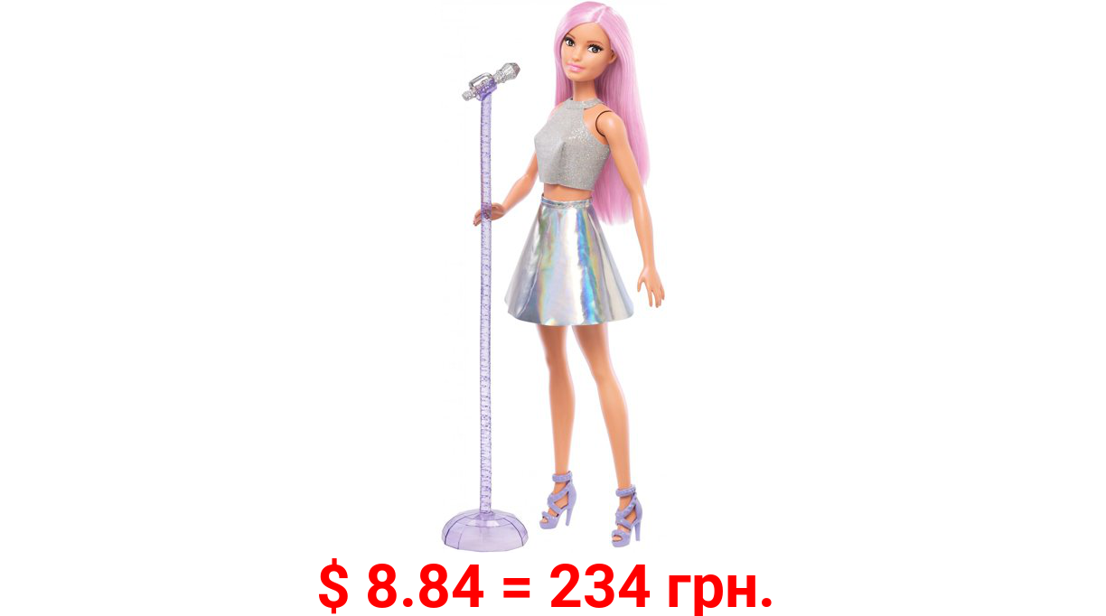Barbie Careers Pop Star Doll, Long Pink Hair with Iridescent Skirt