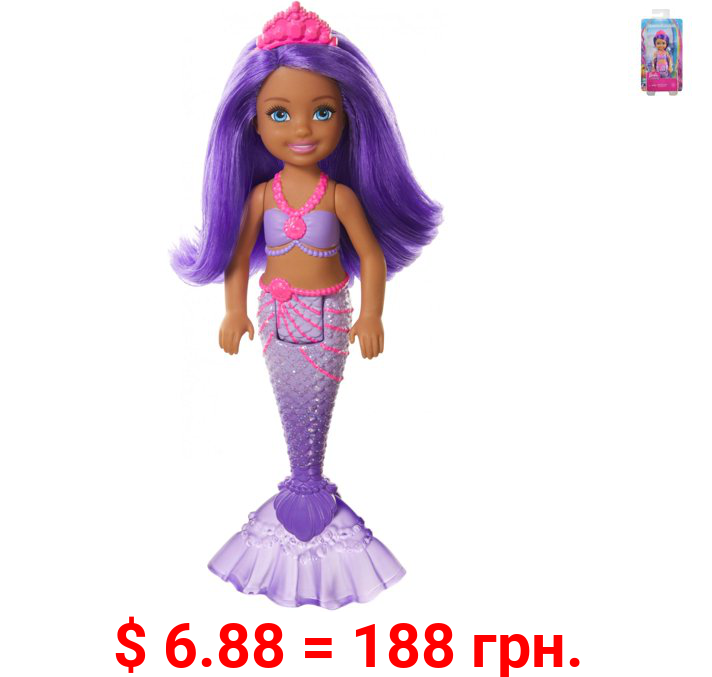 Barbie Dreamtopia Chelsea Mermaid Doll, 6.5-Inch With Purple Hair And Tail