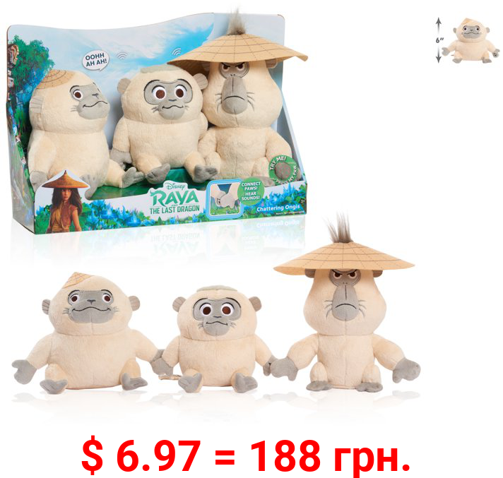 Disney Raya and the Last Dragon Chattering Ongis Plush, 3-piece set, connecting stuffed animals with sound