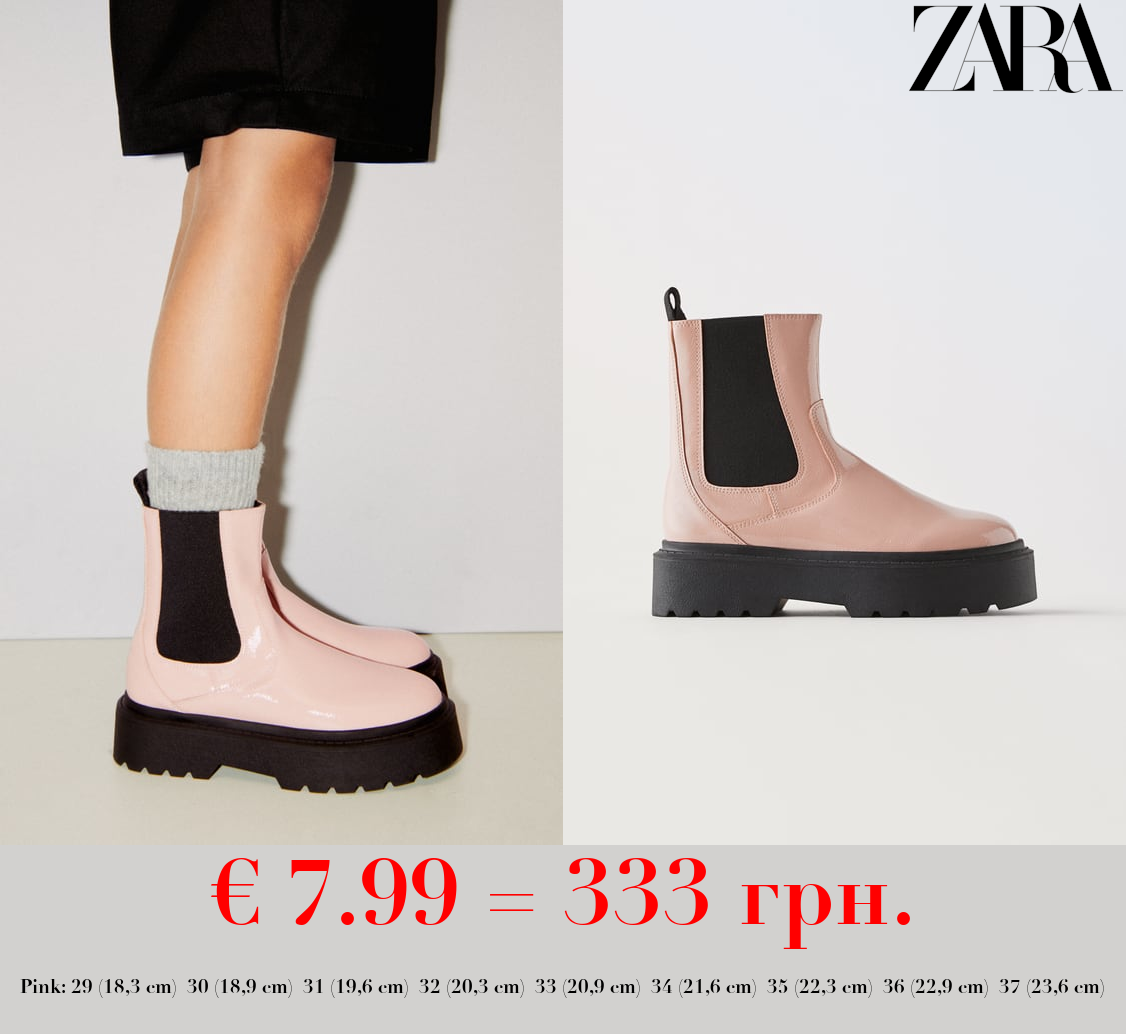 FAUX PATENT CHELSEA BOOTS