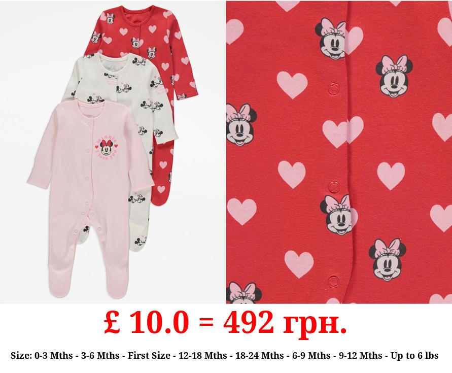 Disney Minnie Mouse Love Sleepsuits 3 Pack