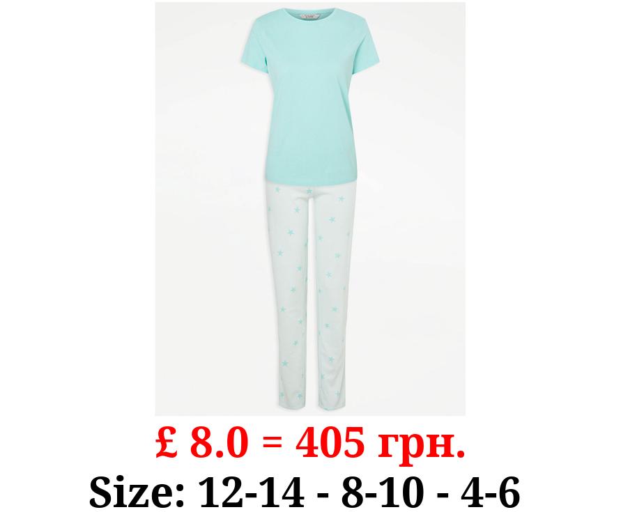 Aqua Star Print Short Sleeve Pyjamas Gift Set