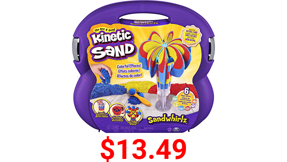 Kinetic Sand, Sandwhirlz Playset with 3 Colors of Kinetic Sand (2lbs) and Over 10 Tools, for Kids Aged 3 and up