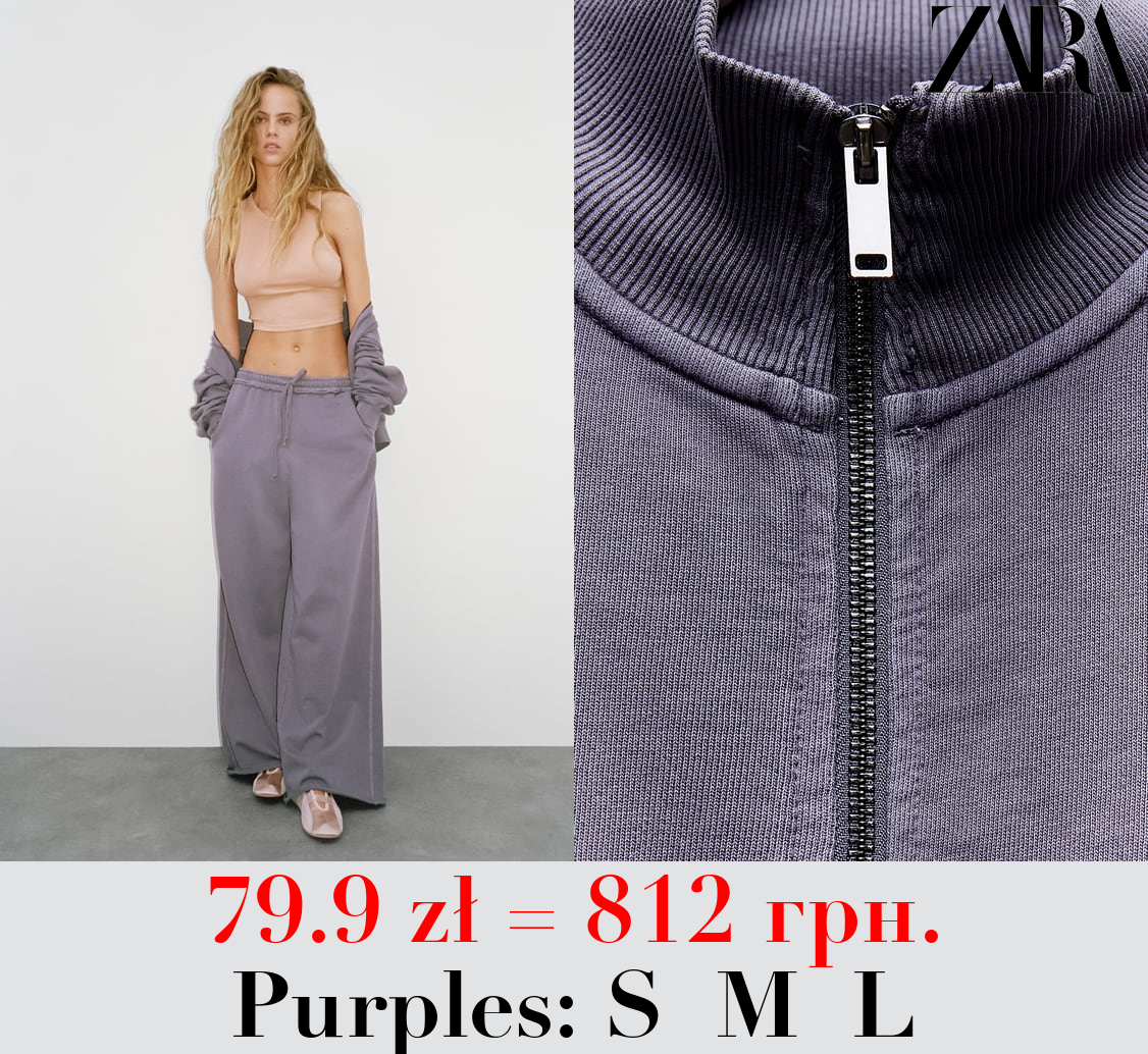 RIBBED SWEATSHIRT WITH ZIP