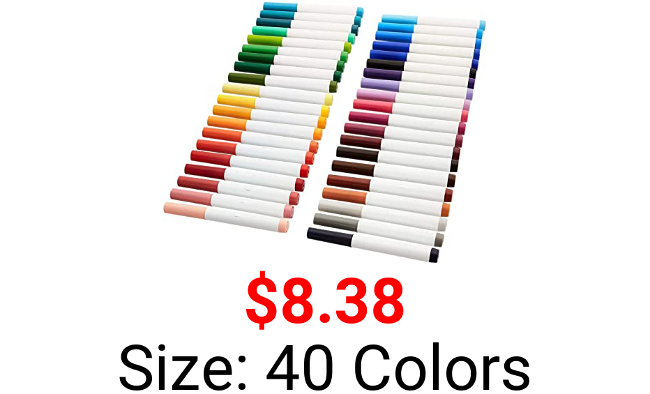 Amazon Basics Broad Line Washable Markers, 40 Colors