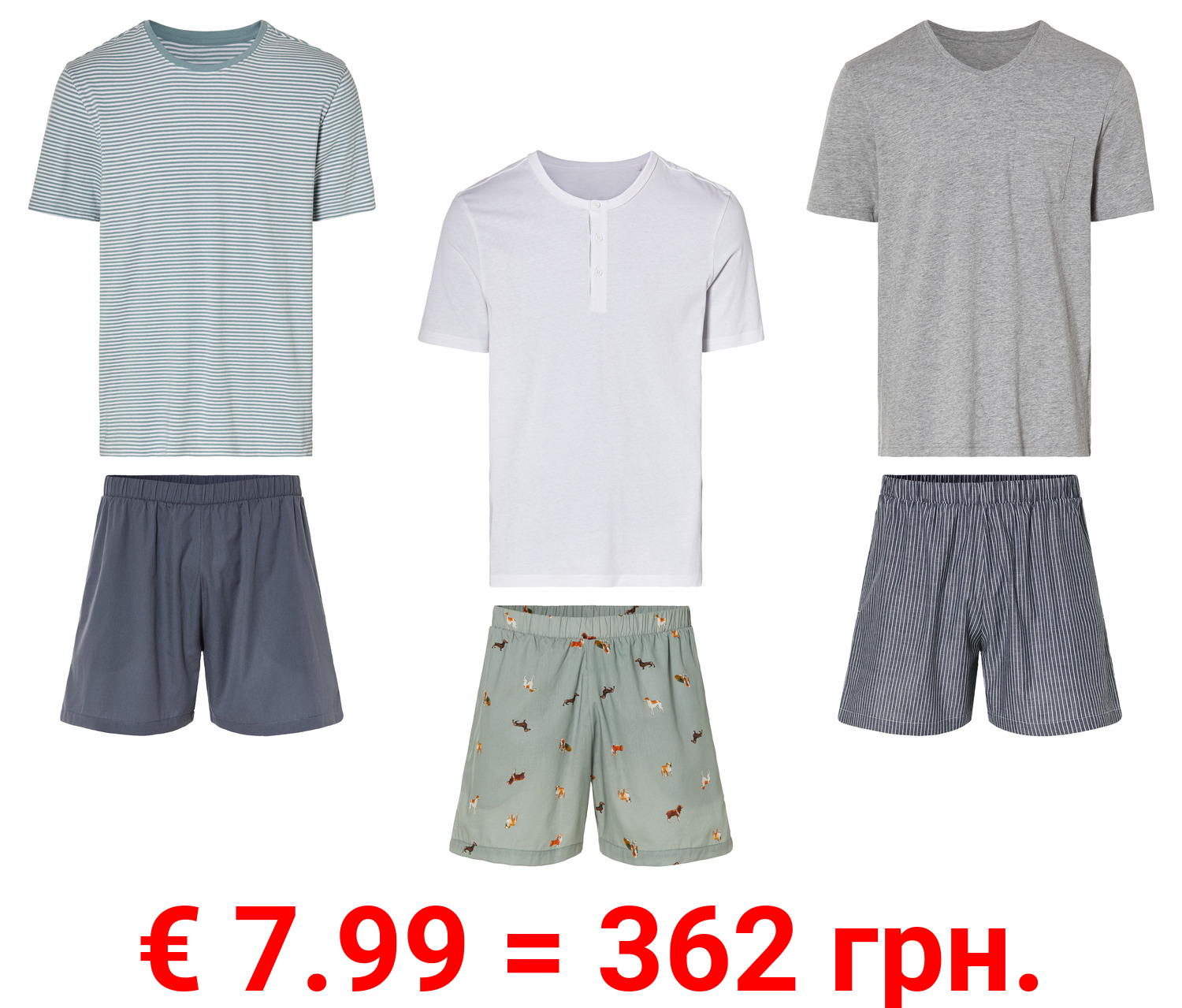 LIVERGY® Herren Pyjama, kurz, mit Baumwolle