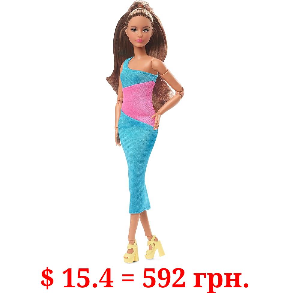 Barbie Looks Doll, Brunette, Color Block One-Shoulder Midi Dress, Style and Pose, Fashion Collectibles, Barbie Signature Looks