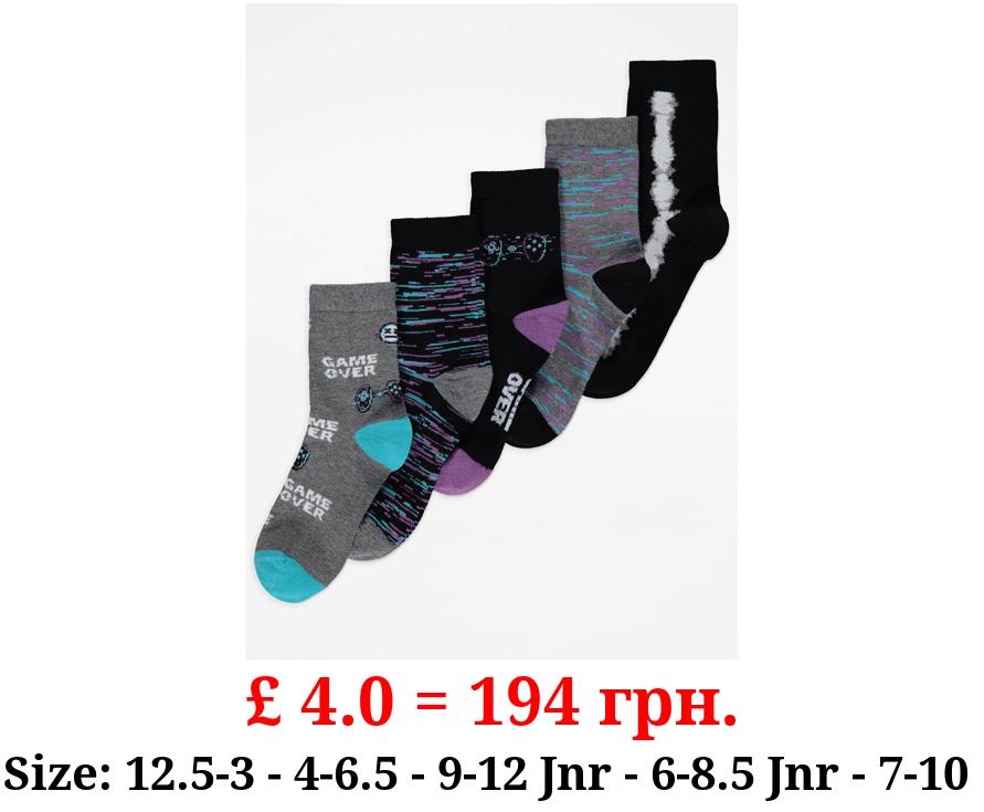 Game Over Cotton Rich Ankle Socks 5 Pack